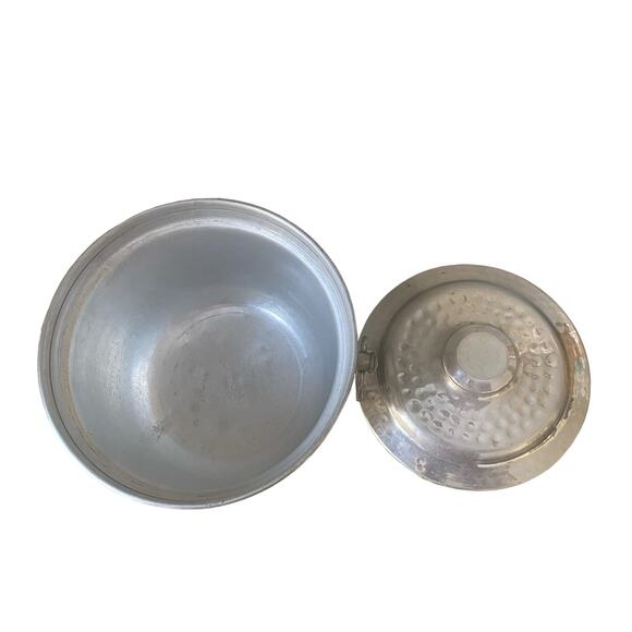 Vintage Aluminum Ice Bucket MCM Made In Italy Removable Lid Ring Handles - Picture 3 of 10